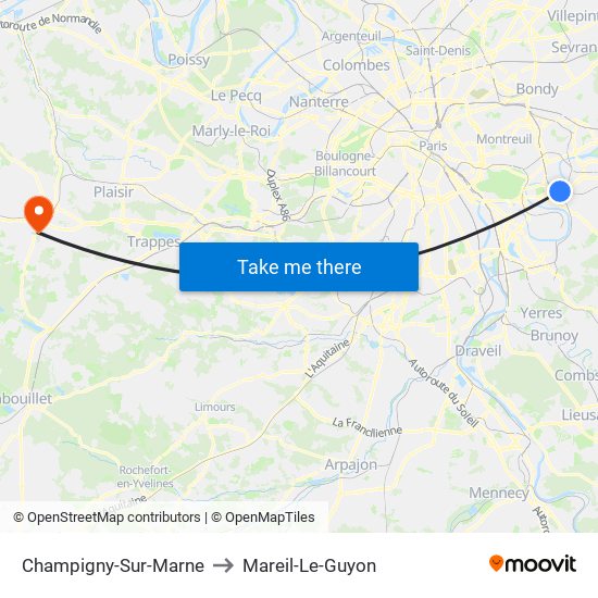 Champigny-Sur-Marne to Mareil-Le-Guyon map