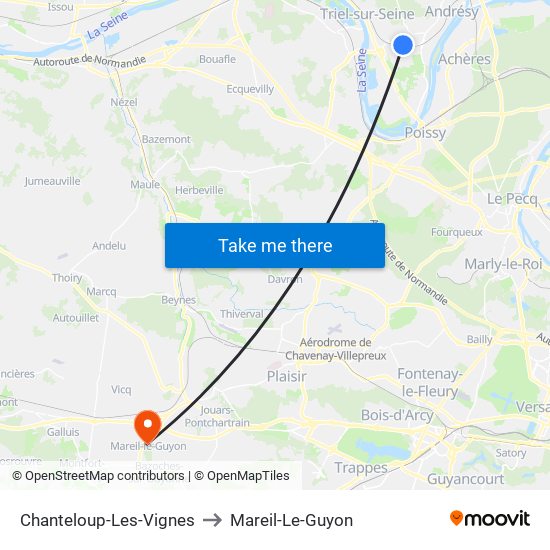 Chanteloup-Les-Vignes to Mareil-Le-Guyon map