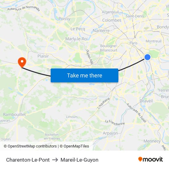 Charenton-Le-Pont to Mareil-Le-Guyon map