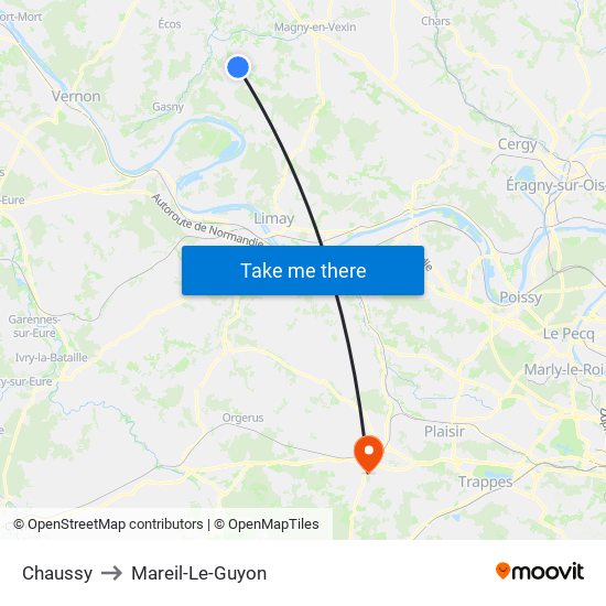 Chaussy to Mareil-Le-Guyon map