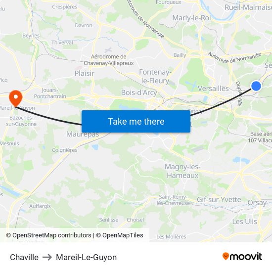 Chaville to Mareil-Le-Guyon map