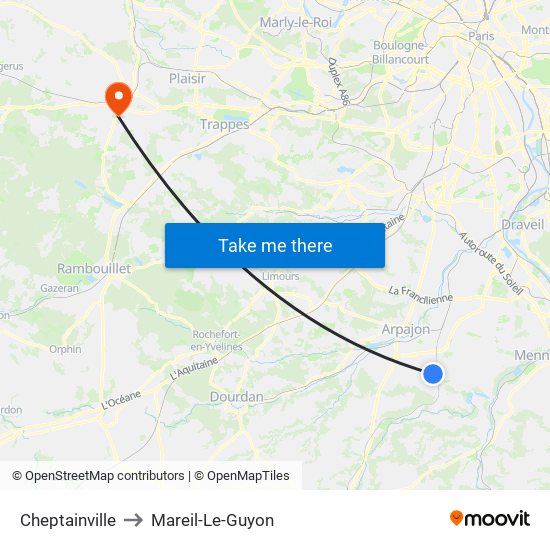 Cheptainville to Mareil-Le-Guyon map