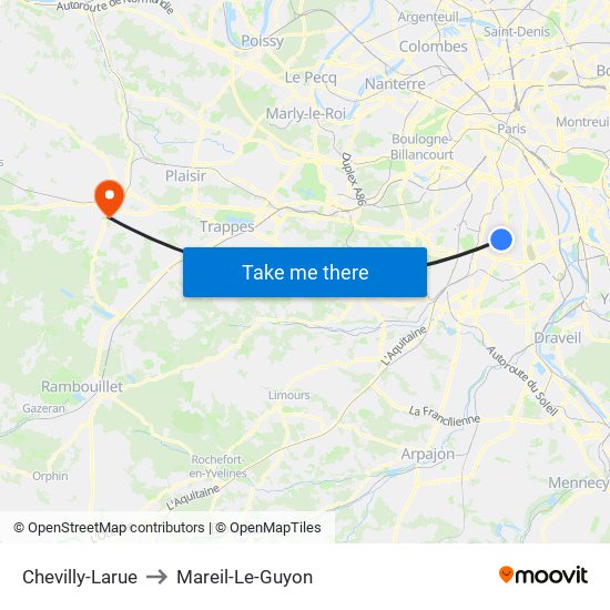 Chevilly-Larue to Mareil-Le-Guyon map