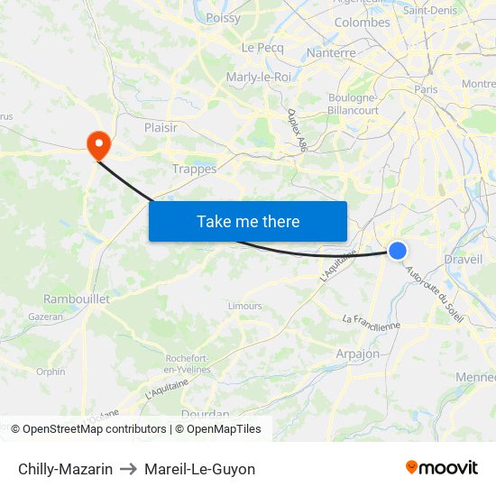 Chilly-Mazarin to Mareil-Le-Guyon map