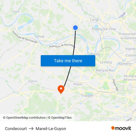 Condecourt to Mareil-Le-Guyon map