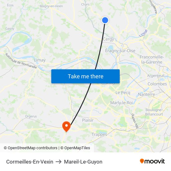Cormeilles-En-Vexin to Mareil-Le-Guyon map