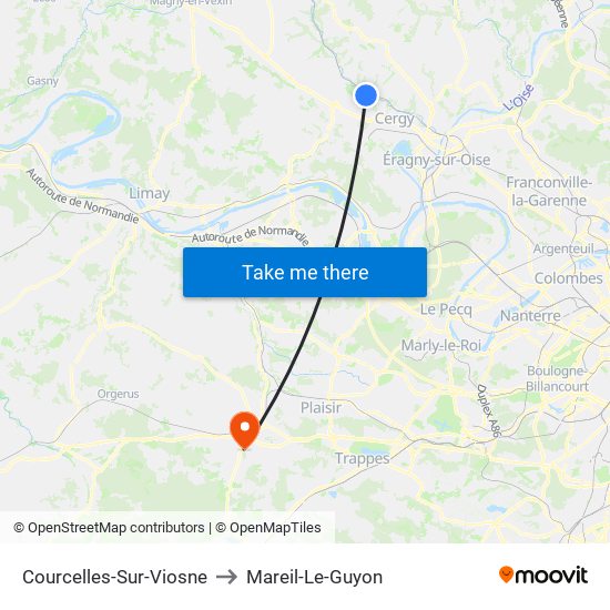 Courcelles-Sur-Viosne to Mareil-Le-Guyon map