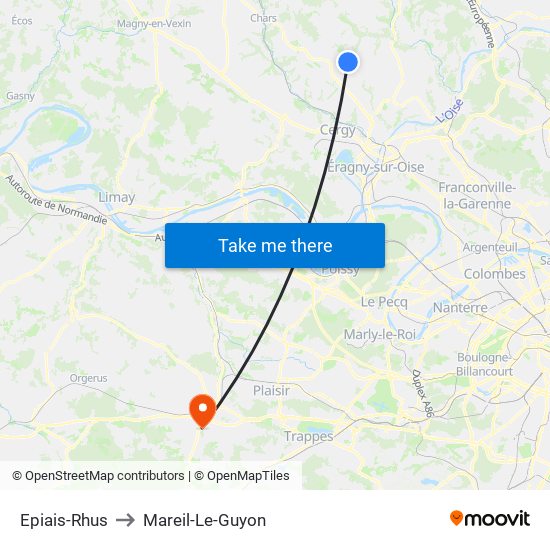 Epiais-Rhus to Mareil-Le-Guyon map