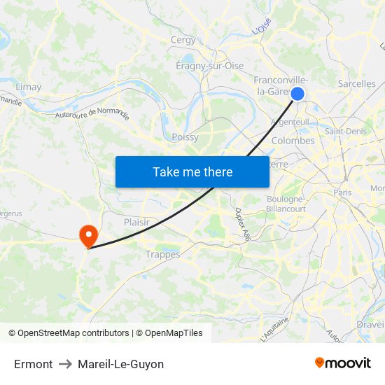 Ermont to Mareil-Le-Guyon map