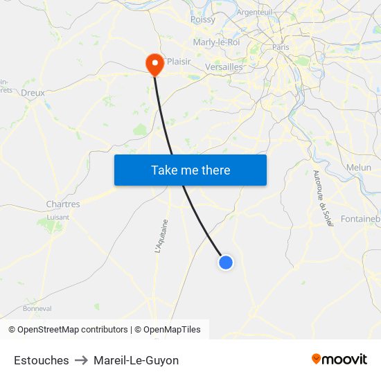 Estouches to Mareil-Le-Guyon map