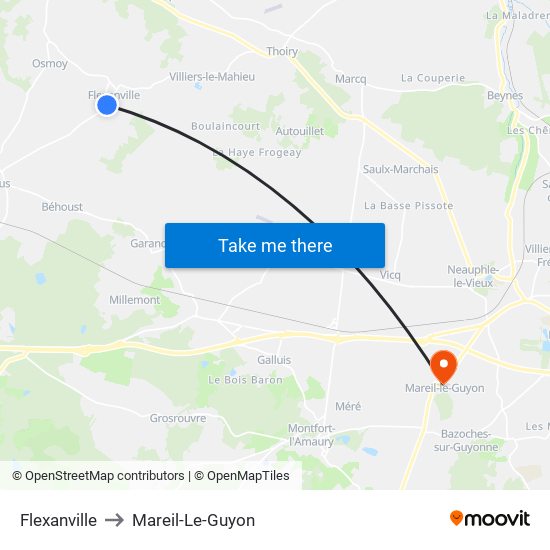 Flexanville to Mareil-Le-Guyon map