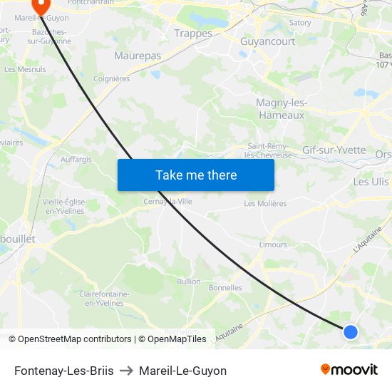 Fontenay-Les-Briis to Mareil-Le-Guyon map