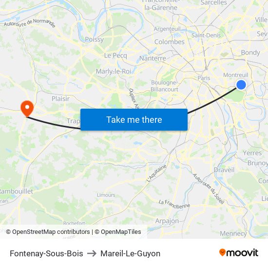 Fontenay-Sous-Bois to Mareil-Le-Guyon map