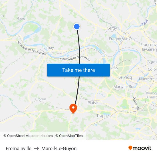 Fremainville to Mareil-Le-Guyon map