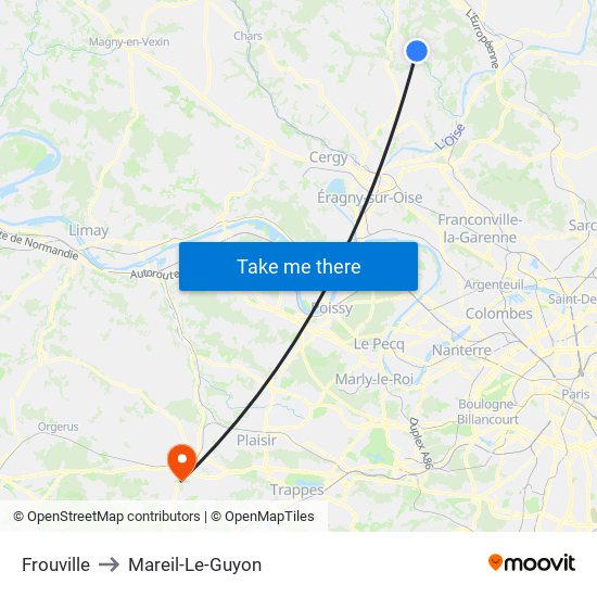 Frouville to Mareil-Le-Guyon map