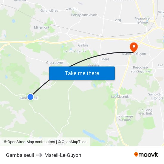 Gambaiseuil to Mareil-Le-Guyon map