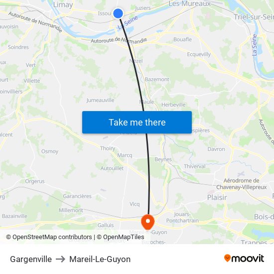 Gargenville to Mareil-Le-Guyon map
