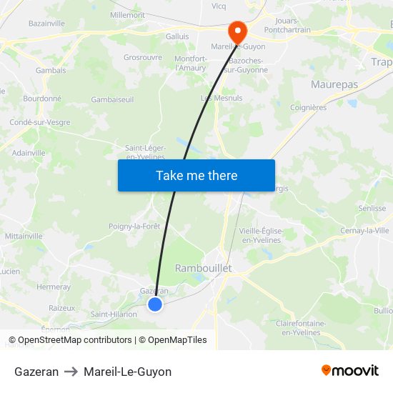Gazeran to Mareil-Le-Guyon map