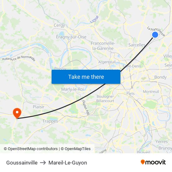 Goussainville to Mareil-Le-Guyon map