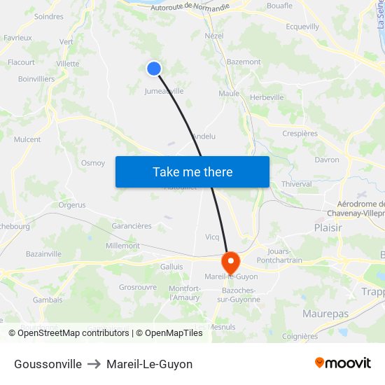 Goussonville to Mareil-Le-Guyon map