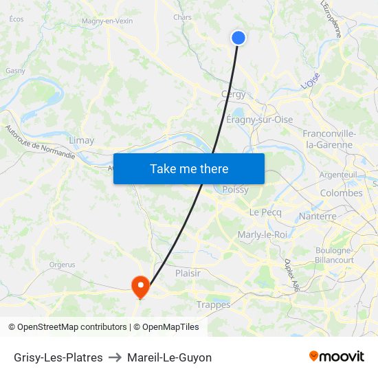 Grisy-Les-Platres to Mareil-Le-Guyon map