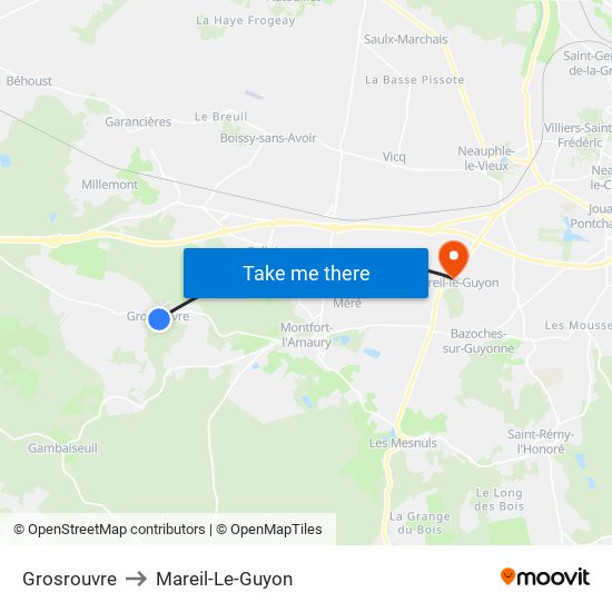 Grosrouvre to Mareil-Le-Guyon map