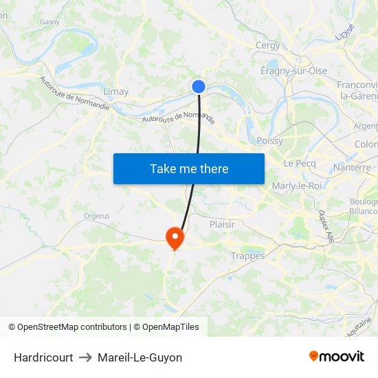 Hardricourt to Mareil-Le-Guyon map