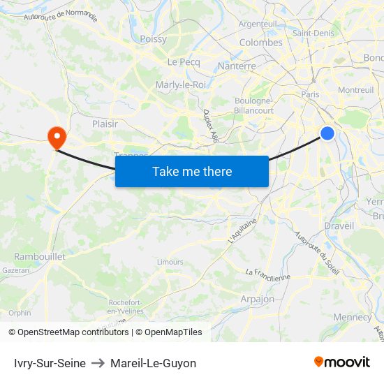 Ivry-Sur-Seine to Mareil-Le-Guyon map