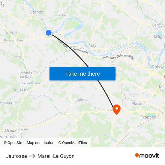Jeufosse to Mareil-Le-Guyon map
