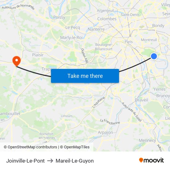Joinville-Le-Pont to Mareil-Le-Guyon map