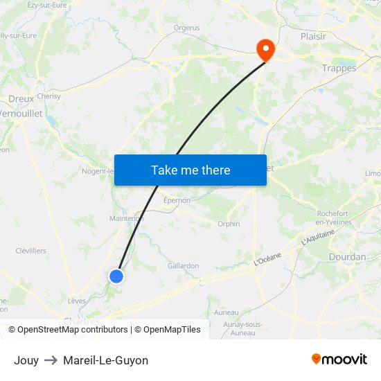 Jouy to Mareil-Le-Guyon map