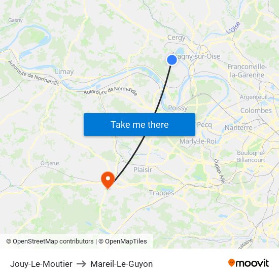 Jouy-Le-Moutier to Mareil-Le-Guyon map