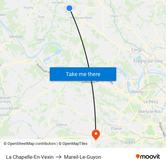 La Chapelle-En-Vexin to Mareil-Le-Guyon map