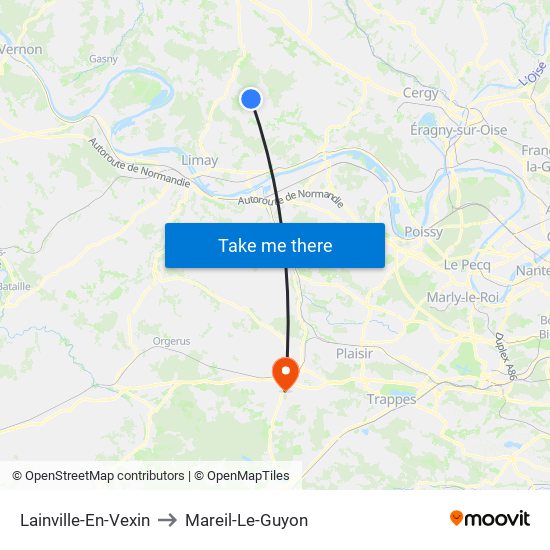 Lainville-En-Vexin to Mareil-Le-Guyon map