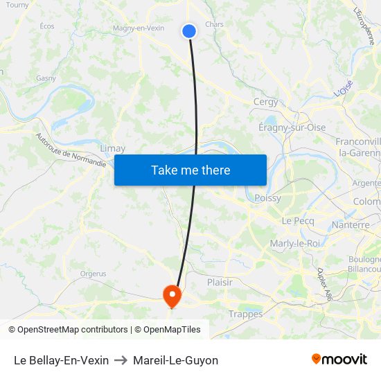 Le Bellay-En-Vexin to Mareil-Le-Guyon map