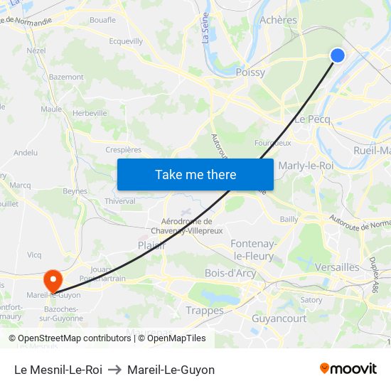 Le Mesnil-Le-Roi to Mareil-Le-Guyon map