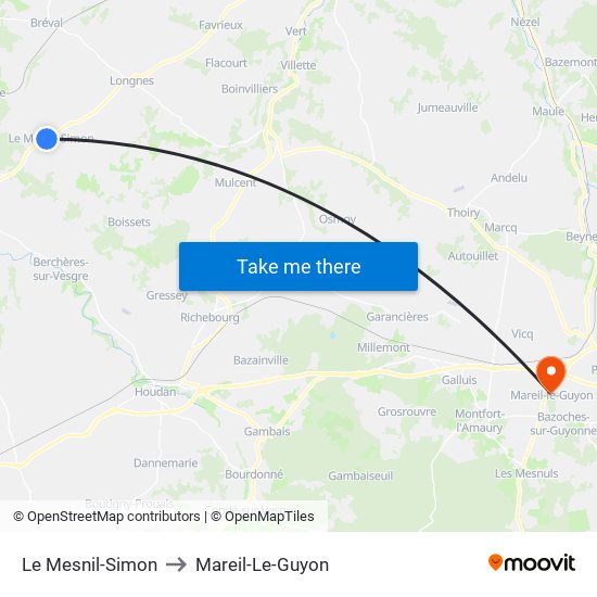 Le Mesnil-Simon to Mareil-Le-Guyon map