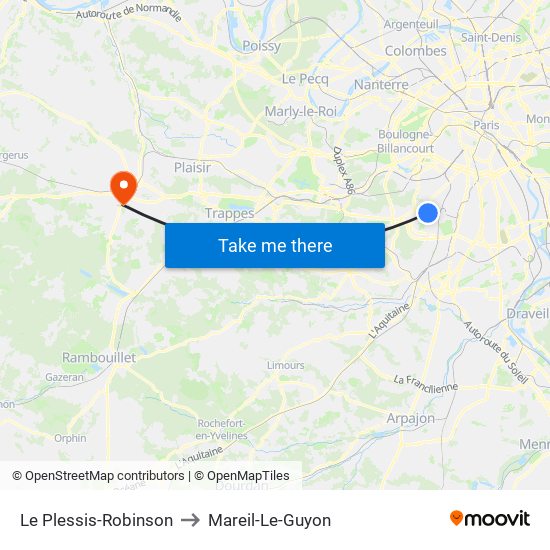 Le Plessis-Robinson to Mareil-Le-Guyon map