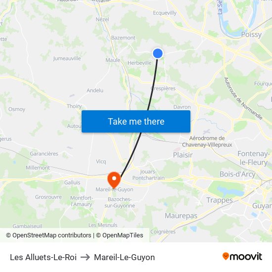 Les Alluets-Le-Roi to Mareil-Le-Guyon map