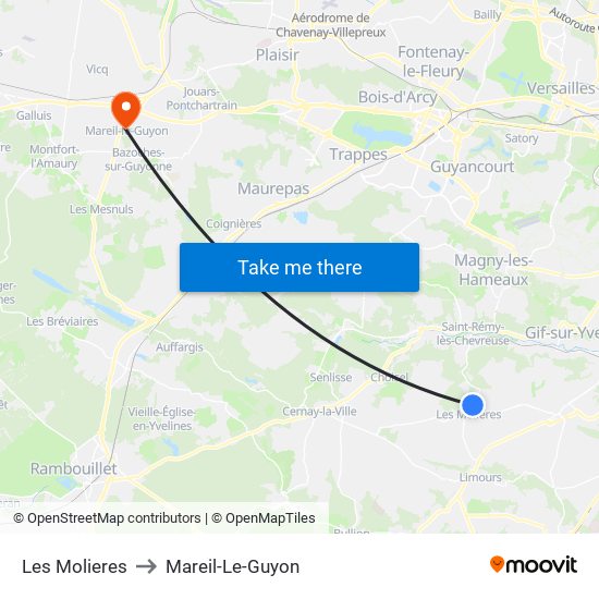 Les Molieres to Mareil-Le-Guyon map