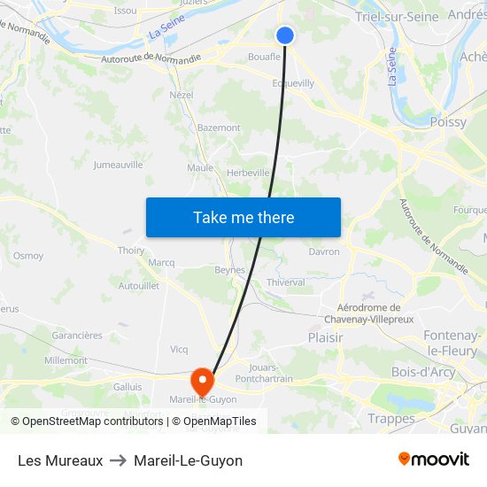 Les Mureaux to Mareil-Le-Guyon map