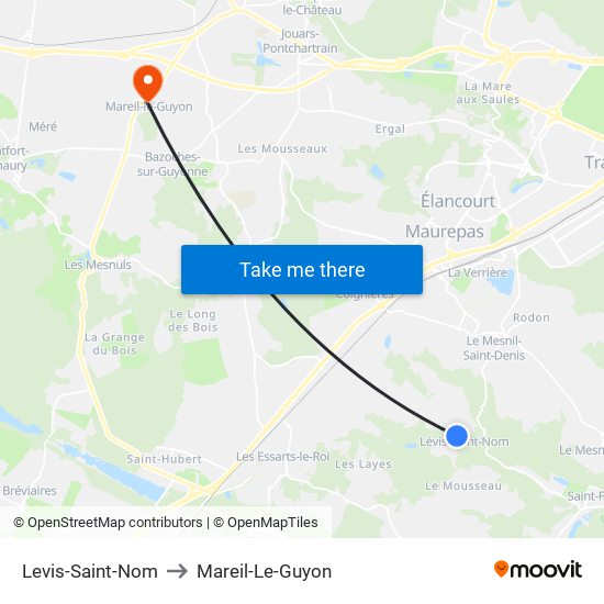 Levis-Saint-Nom to Mareil-Le-Guyon map