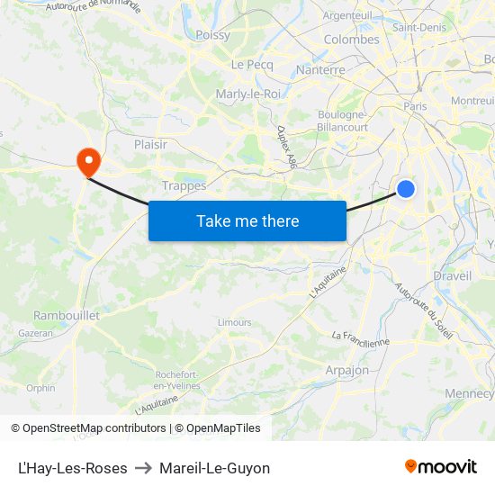 L'Hay-Les-Roses to Mareil-Le-Guyon map