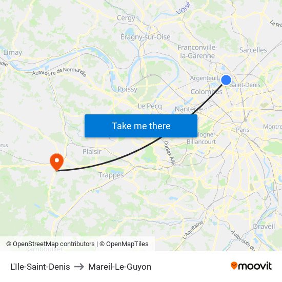 L'Ile-Saint-Denis to Mareil-Le-Guyon map