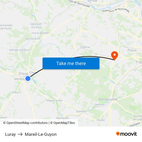 Luray to Mareil-Le-Guyon map