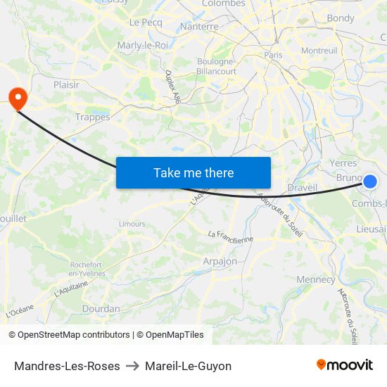 Mandres-Les-Roses to Mareil-Le-Guyon map