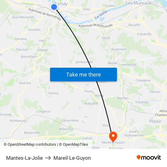Mantes-La-Jolie to Mareil-Le-Guyon map