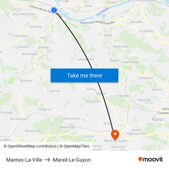 Mantes-La-Ville to Mareil-Le-Guyon map