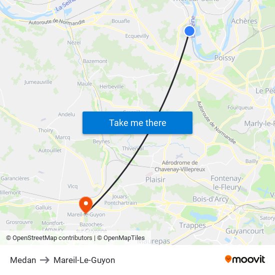 Medan to Mareil-Le-Guyon map