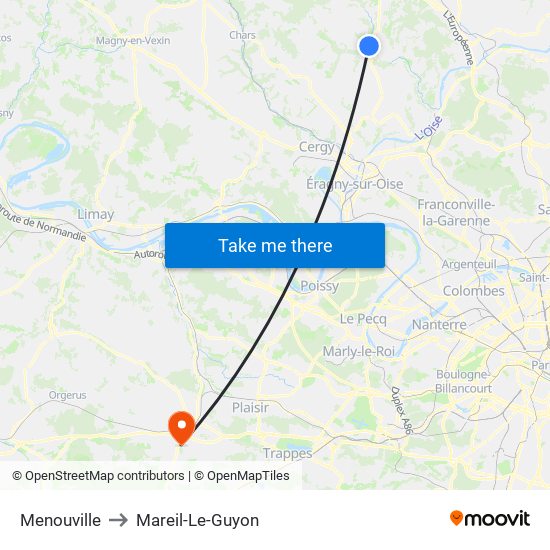 Menouville to Mareil-Le-Guyon map
